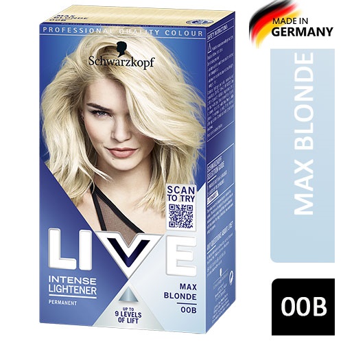 Schwarzkopf LIVE Intense Lightener Max Blonde Permanent Bleach Hair Dye 00B