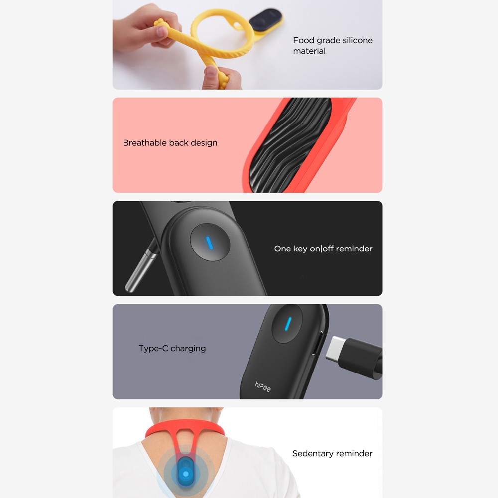 Hipee intelligent posture corrector for real-time monitoring of back health - black. 