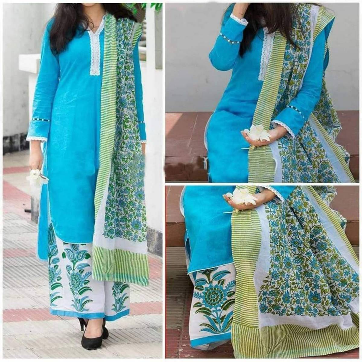three piece plazo dress