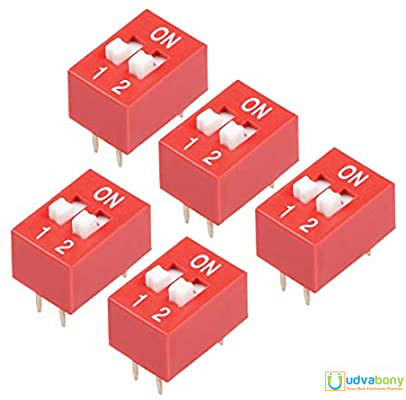 3Pcs- 2 Position DIP Switches 2.54mm Pitch Horizontal DIP Switch Two Positions Piano Type Dial DIP Slide Switch For Electronics Circuit PCB. 
