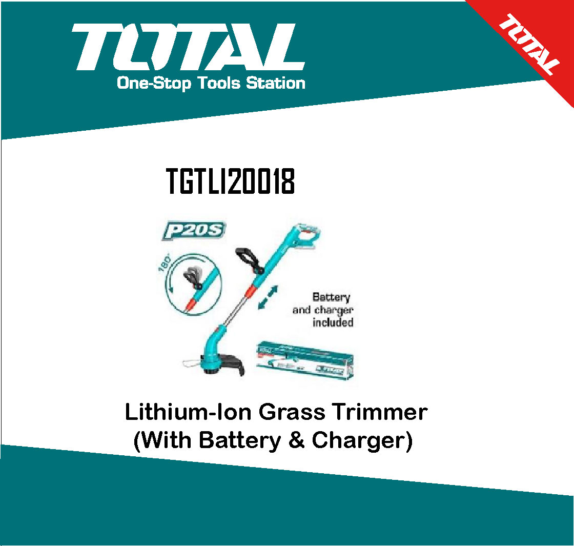 TOTAL Cordless Grass Trimmer 20v with battery and charger TGTLI20018