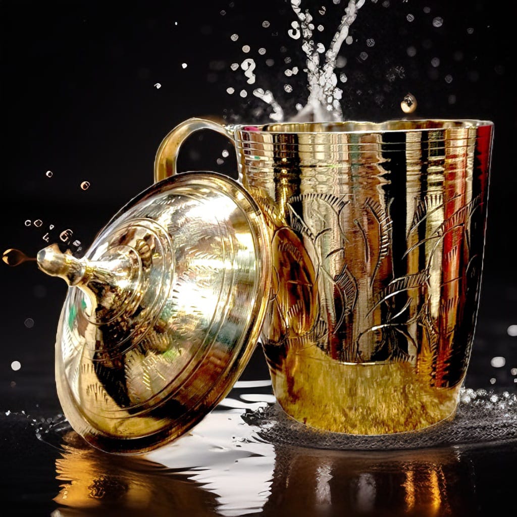 Brass Mug with lid, Pitoler Mug Dhakna shoho
