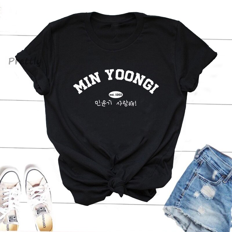 Suga Agust D Tshirt Korean Style Clothes Min Yoongi Tshirt K-Pop Fan Bangtan Tee Shirt Streetwear 90s Trend Short Sleeve Tshirt. 
