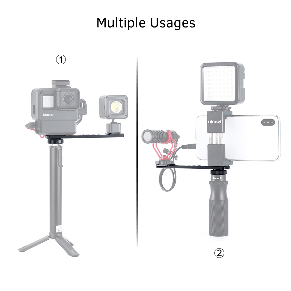 Ulanzi Pt-7 Cold Shoe Stand Bracket Vlogging Microphone Extension Plate With 1/4 Inch Tripod Screw. 