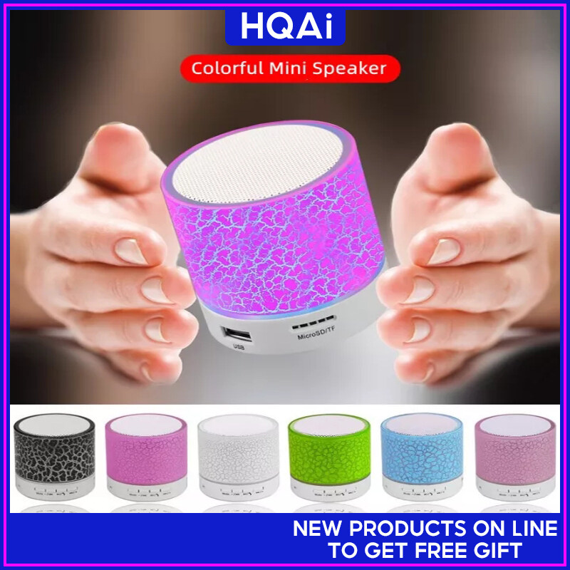 【Youyi】HQAi Colorful Mini Bluetooth Speaker Led Portable Cute Speaker Player USB Radio Music Sound for PC