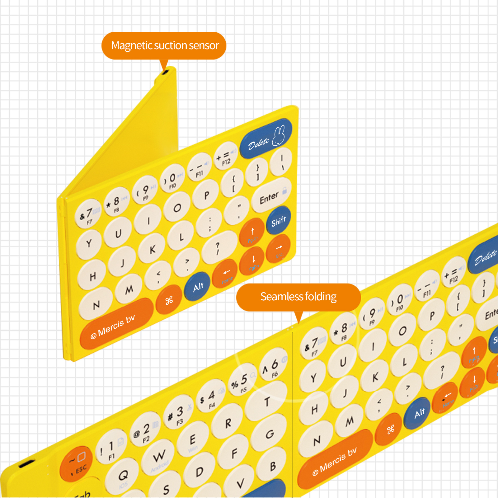 Miffy X MIPOW Mini Foldable Keyboard Wireless Keyboard iPhone Slim Wireless Bluetooth Ipad Keyboard IOS Foldable Keyboard Blueto. 