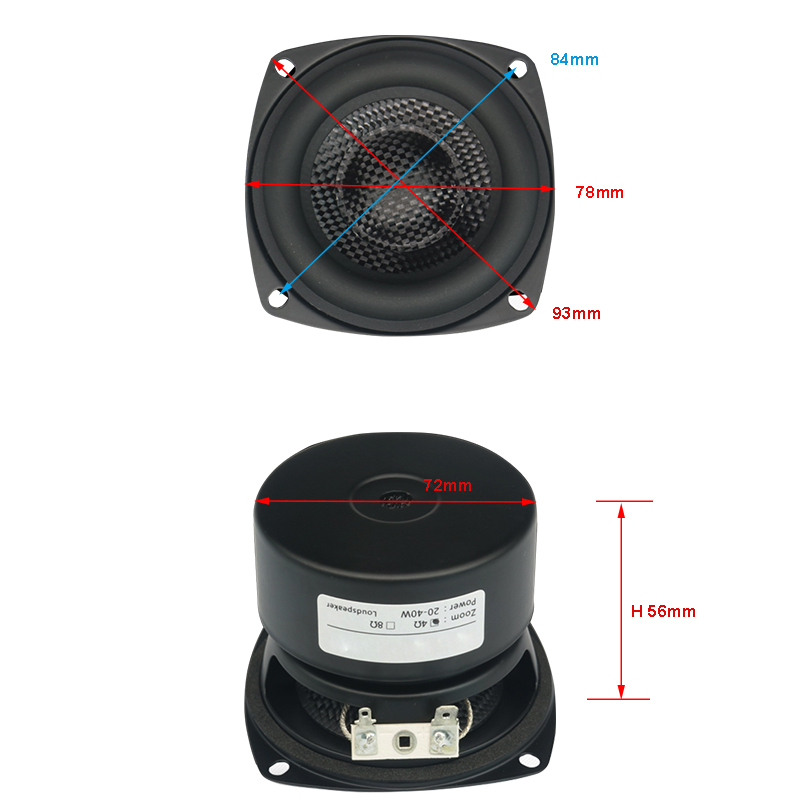3 Inch Subwoofer Speaker 4Ohm 8Ohm Super Bass Speaker 25W Woofer Low Frequency Glass Fiber Woven Basin Loudspeaker Car Subwoofer. 