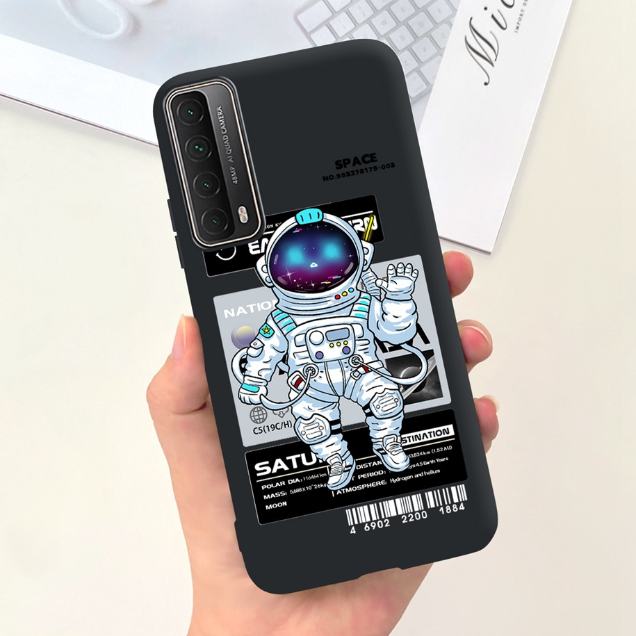 For Huawei P smart 2021 Case Cute Astronaut Shockproof Silicone Covers For Huawei Y7a PSmart 2021 PPA-LX1 PPA-LX2 PPA-LX3 Bumper. 