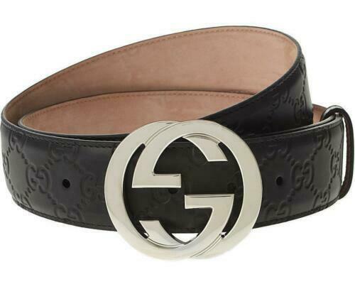 gucci men's black leather belt