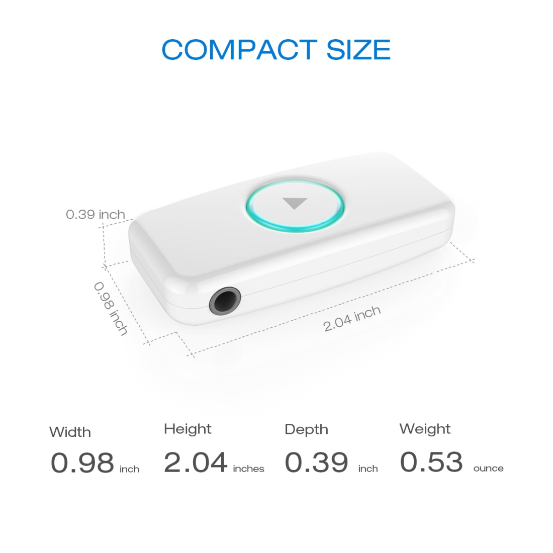 (New)Doosl DSER102 Mini Car Bluetooth Wireless Music Receiver with 3.5mm Stereo Input Jack(White). 