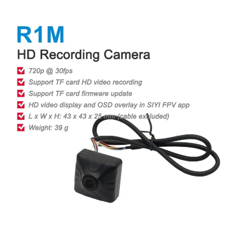 R1M Recording FPV Camera 1080 30Fps Ethernet Port IP Camera Compatible with HM30 MK15 MK15E Air Unit, 1 PCS Black. 