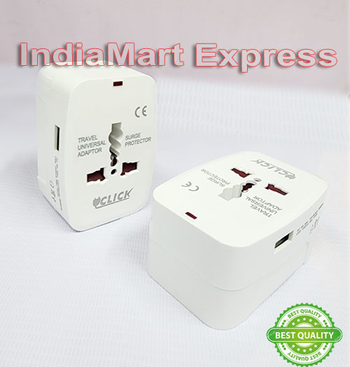 Click, 1 USB Port World Travel AC Power Charger Universal Plug Adapter, US Plug to UK/US/AU/EU/CA converter Dual-Purpose. 