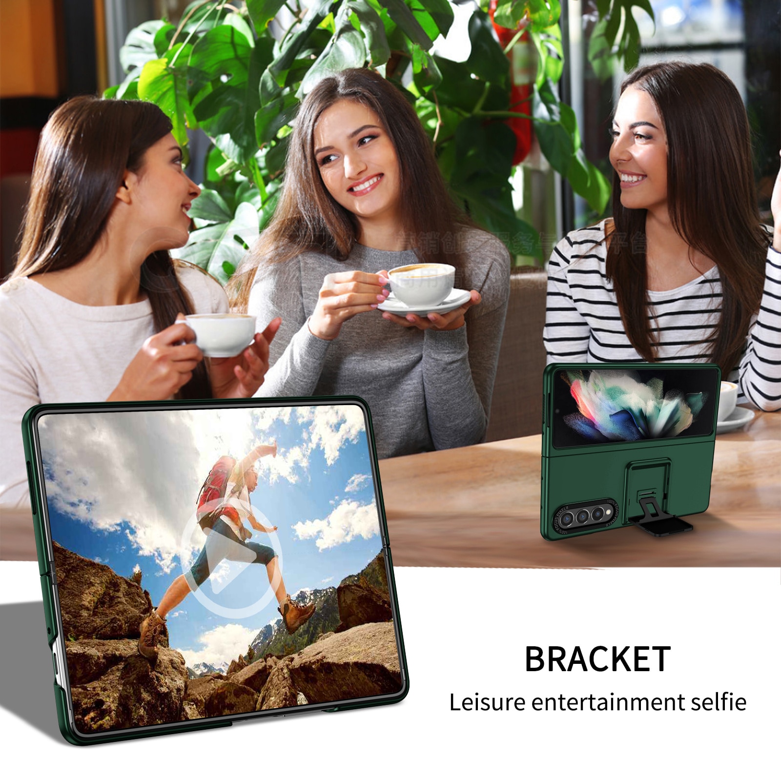 【2023NEW】Anti-Sweat Folding Stand Phone Case for Samsung Galaxy Z Fold 4 Fold4 Fold3 Fold 3 5G Zfold4 Zfold3 Hard PC Shockproof Capa. 