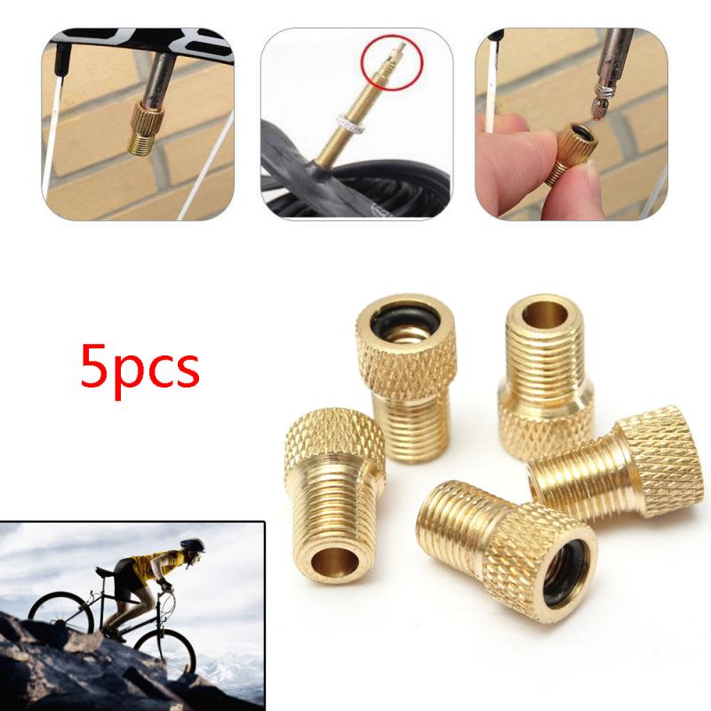 5PCS Valve Adapter Pump Convert Presta To Schrader Copper Valve Adaptor Wheels Gas Nozzle Tube Tool Bike Bicycle Accessories. 