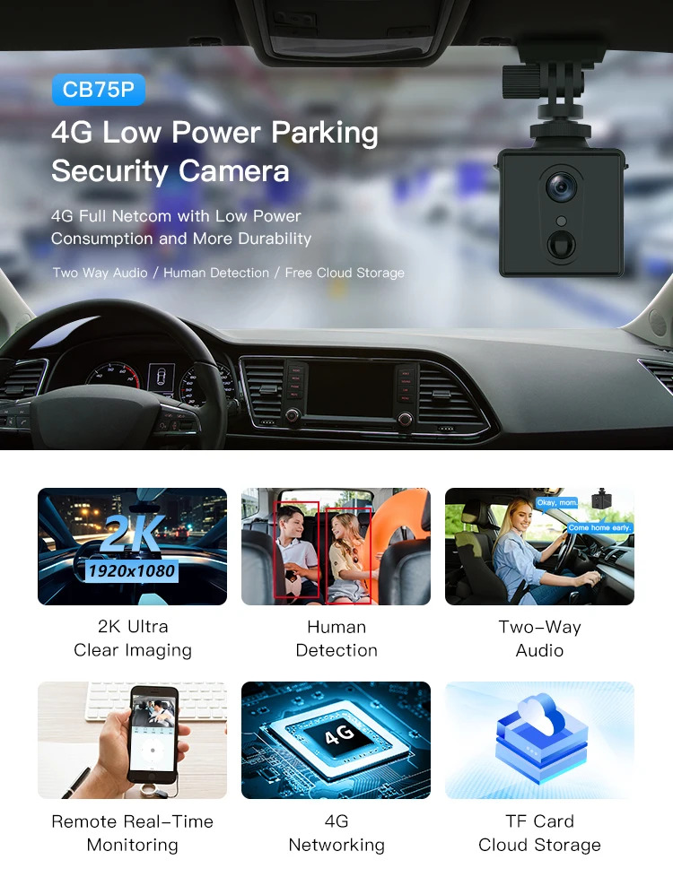 Vstarcam CB75P 4G Car Dashcam 2k Night Vision Low Power Parking Security Car Camera. 