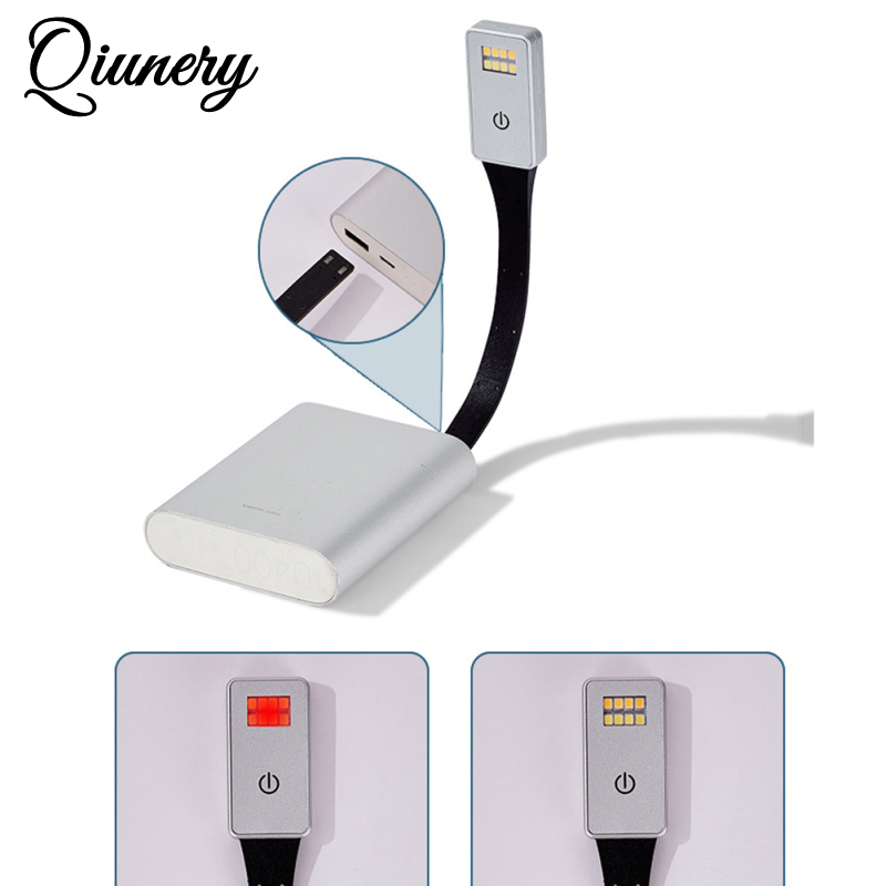 Qiunery LED Reading Light With Clamp, Button Switch USB Rechargeable Book Clip Light, 50 Lumens, 3000K/4500K/5500K Color Temperature Book Light Lamp For Office