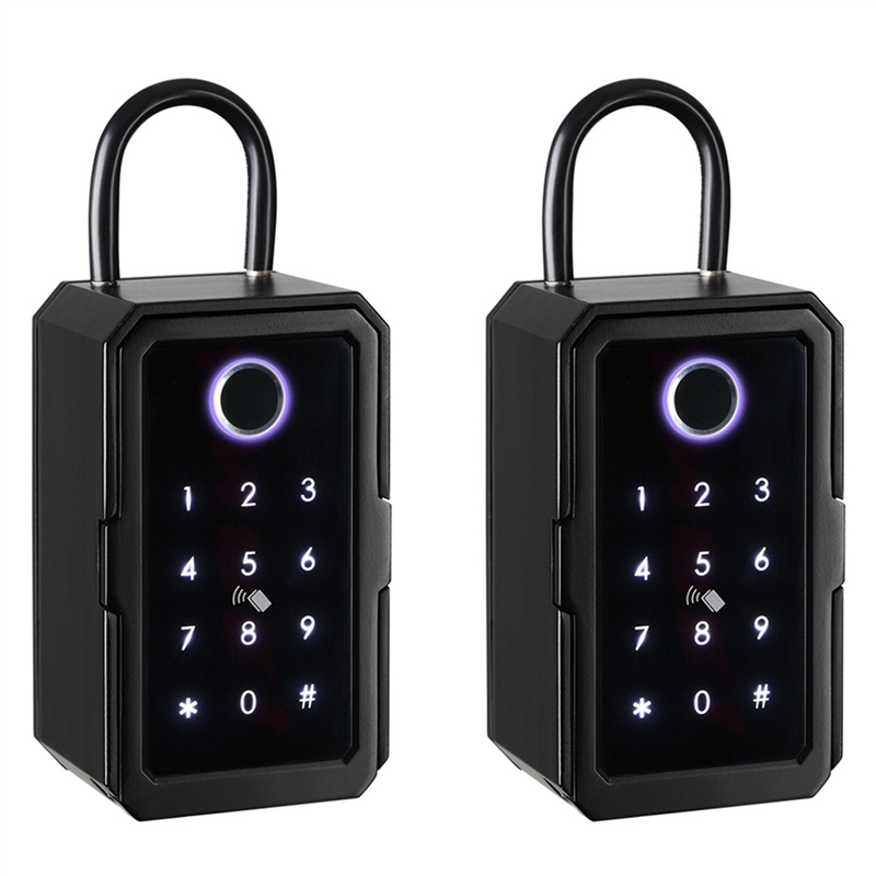 2X Key Cabinet with Code, Key Safe for Outdoor/Indoor Key Safe Fingerprint for Home/Garage/Office (Bluetooth)