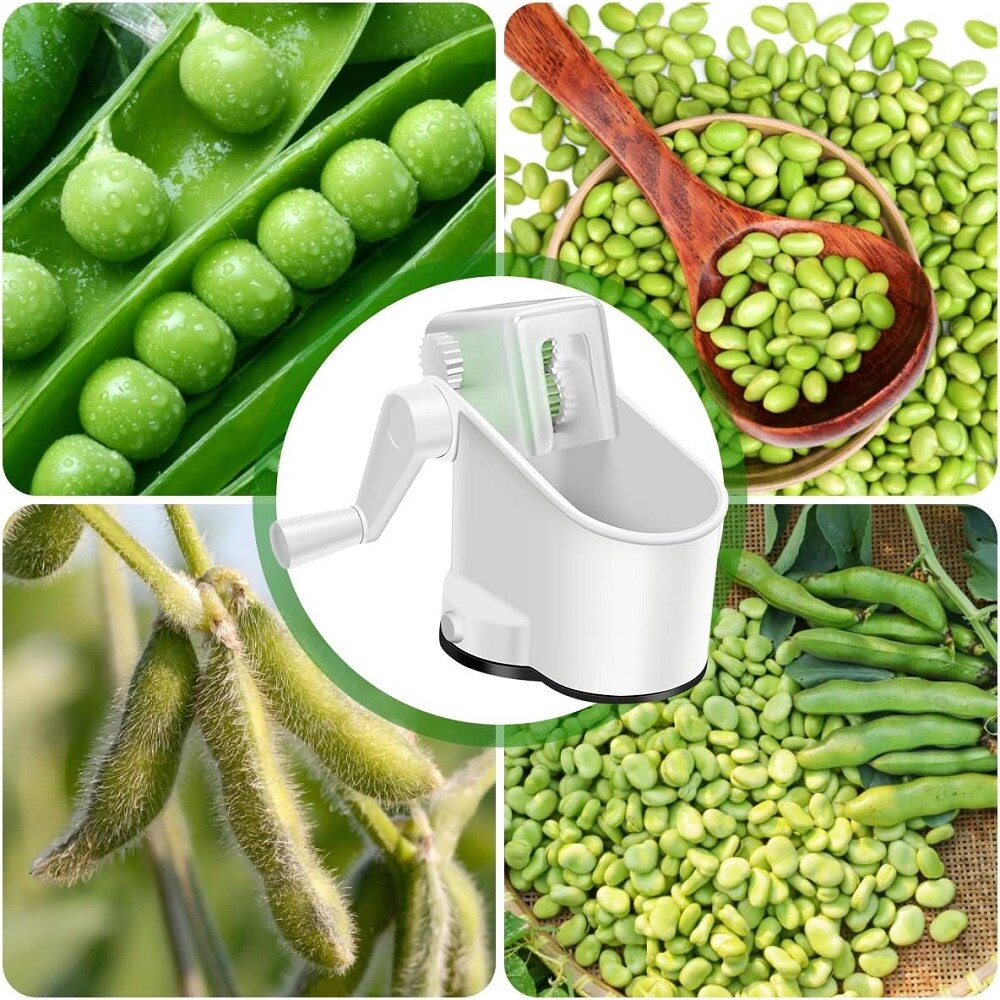 Hand Crank Pea Peeling Machine Portable Pea and Bean Peeler with Slip Resistant Silicone Ring Bean Sheller Kitchen Tool. 