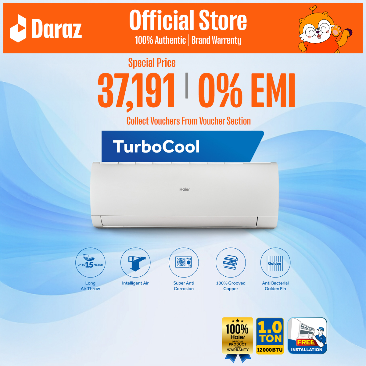 Haier 1 Ton Non-Inverter TurboCool AC [HSU-12TurboCool(FIX)(Pro)]
