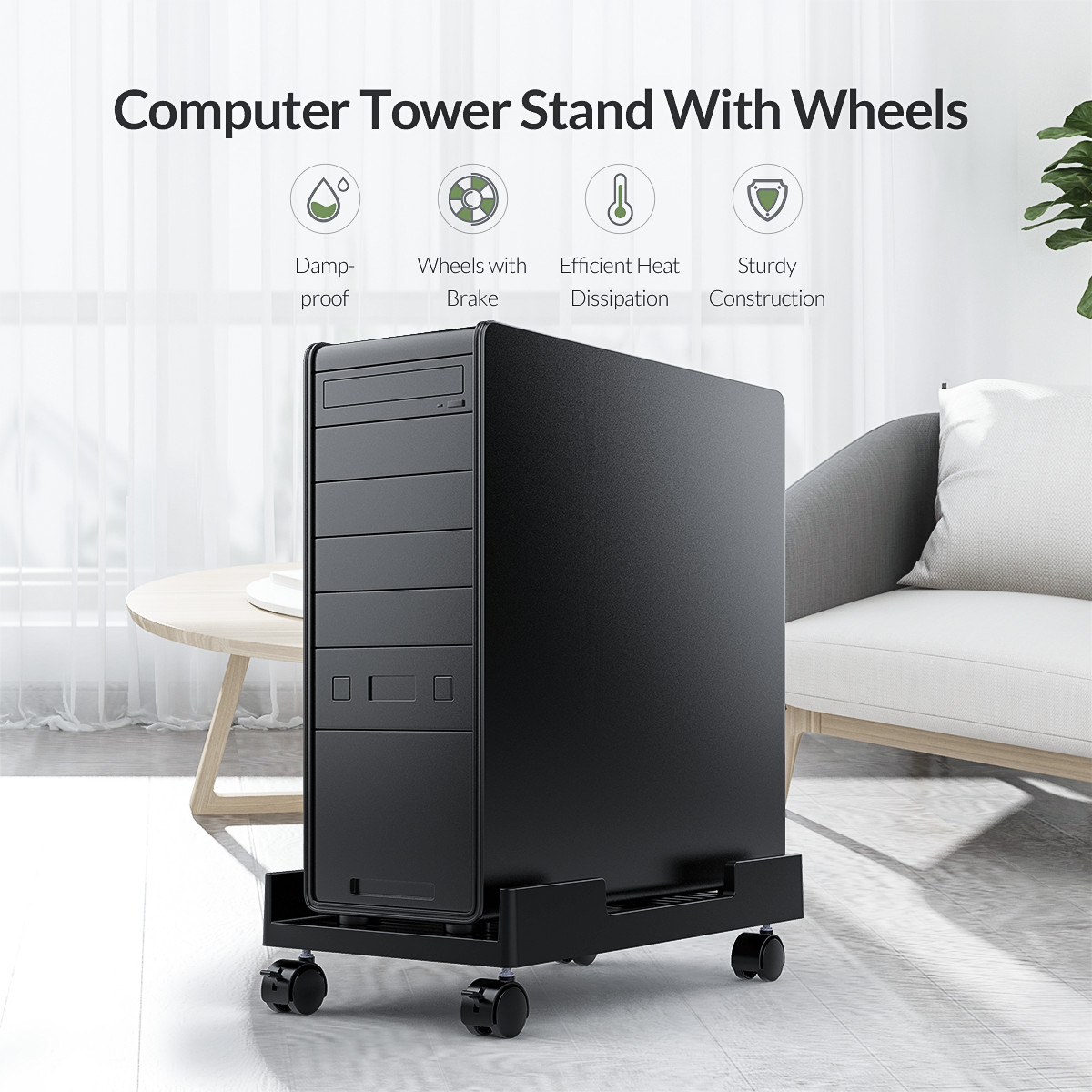 ORICO CPB3 Mobile Adjustable Computer Tower Holder Computer CPU Stand Cart with Braking Lock Wheels Stand For PC Computer Cases. 