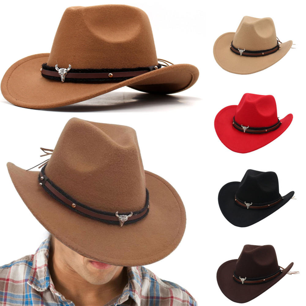 Western Cowboy Hat Cowboy Hat Felt Cowboy Hat Wide Brim Hat Outdoor Hat  Cocked Top Hat