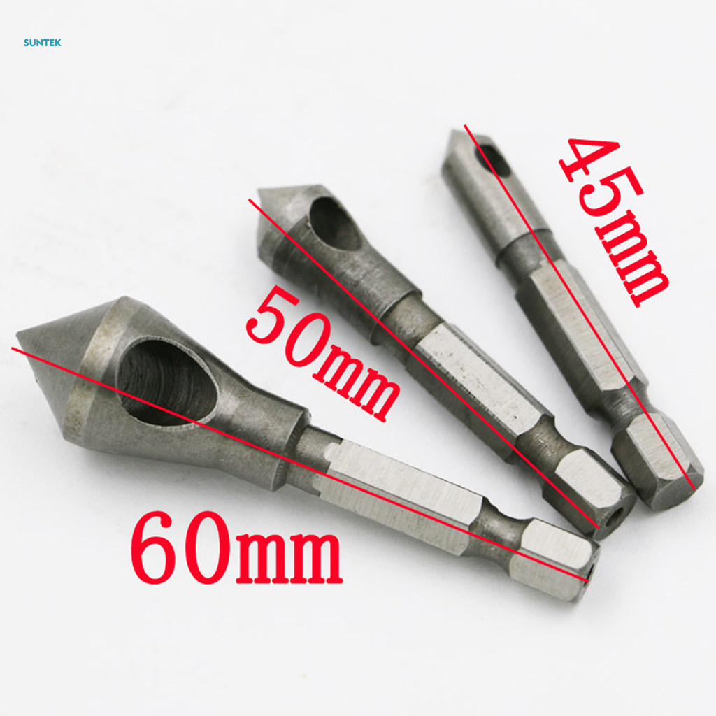 3 Pcs Countersink Drill Deburring Metal Hex Shank. 