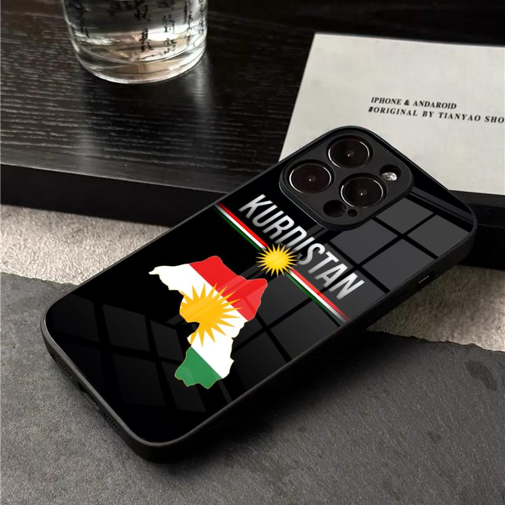 Kurdistan Flag Phone Case For Iphone 15 14 12 11 13 Pro Max Mini X 8 Xr Xs 7 Puls Glass. 