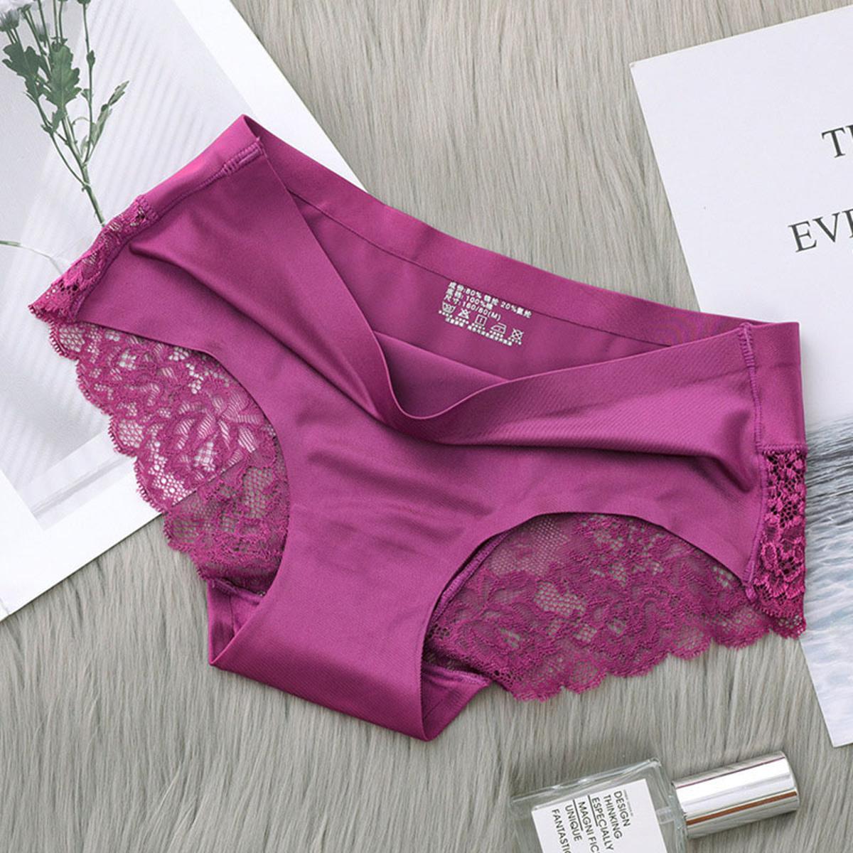 Buy Ensence Women's 2 Pack Sexy Panties Women Underwear Lingerie Satin Silk  Lace Brief Boyshort Blue-purple Online at desertcartSeychelles