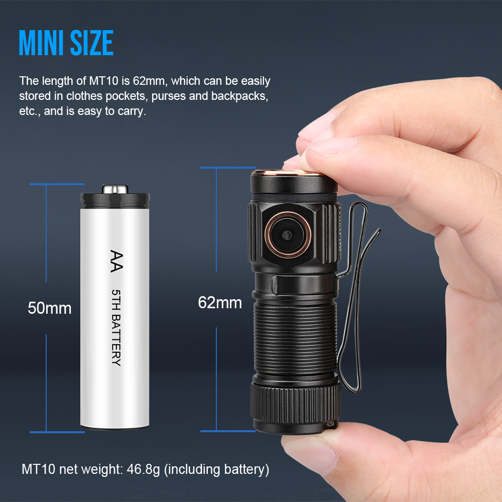 Trustfire MT10 EDC Flashlight 1000Lumen Portable Rechargeable LED Lamp USB C Charging Torch Mini 16340 IPX8 MVB Optic Work Light. 