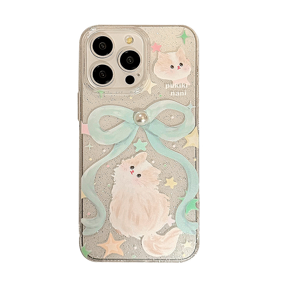 Sroof Case For iPhone 11 12 13 14 15 Pro Max Girl Heart INS Bow Cat Pop Fairy Style Full Package Anti Drop phone case back cover