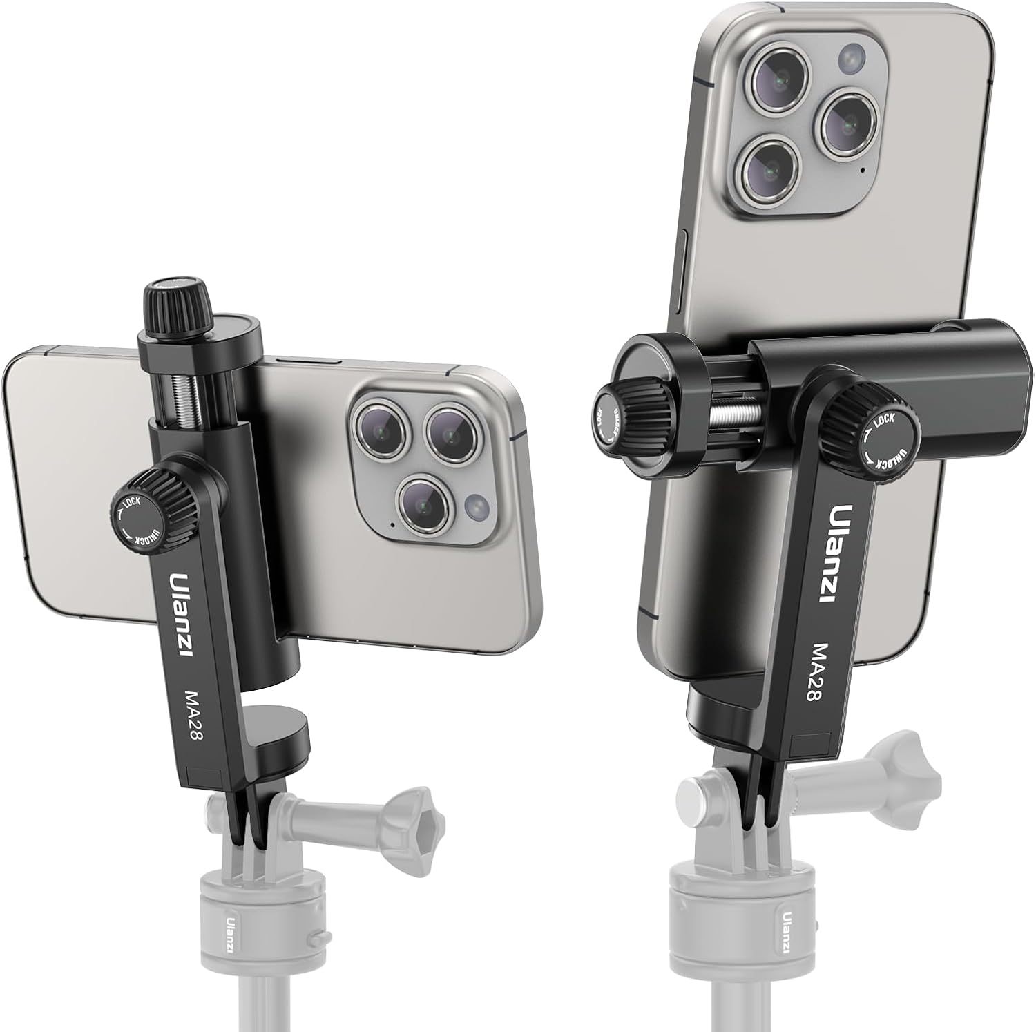 ULANZI MA28 360° Adjustable Phone Clip with Cold Shoe for Action Cameras and Tripods – Universal Phone Holder Adapter