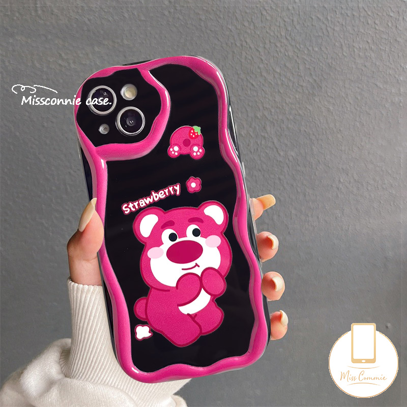 MissConnie Case for Infinix Smart 6 7 5 6 Plus Hot 11 10 20 9 8 12 30 Play Hot 9 10Lite 8 30i TecnoSpark Note PRO 12 G96 GO2024 Cartoon Graffiti Lotso Disney Cute Strawberry Bear Wavy Curved Edge Soft Cover