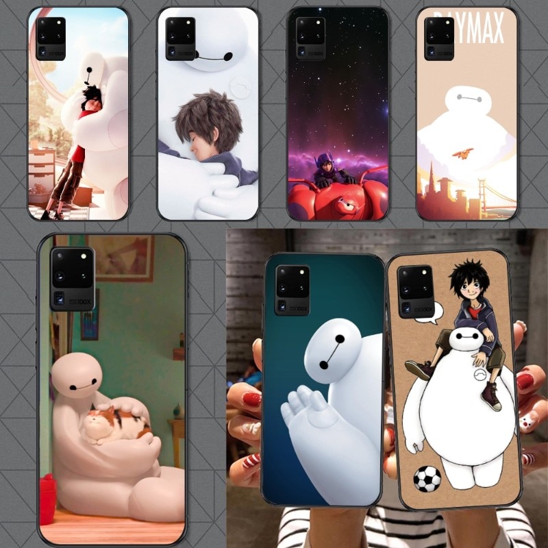 Clumsy Baymax Phone Case For Samsung A14 A34 A54 A13 A52 A53 4G 5G Soft Black Phone Cover. 