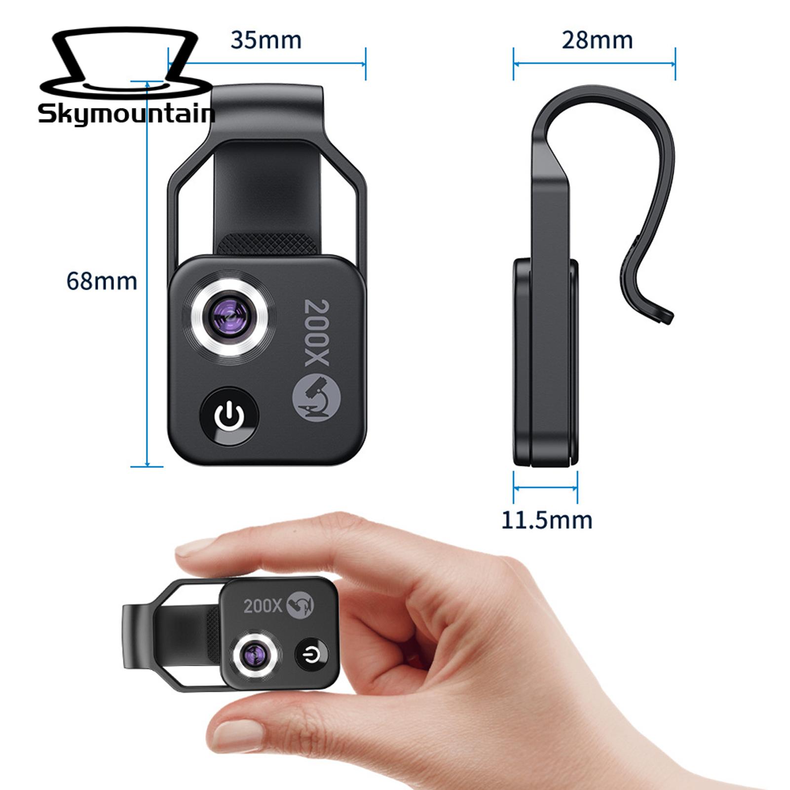 Smartphone Microscope Portable 200x Magnification Cell Phone Microscope Lens Attachment for Universal Mobile Phones Mini Pocket Size Microscope Digital Phone Microscope