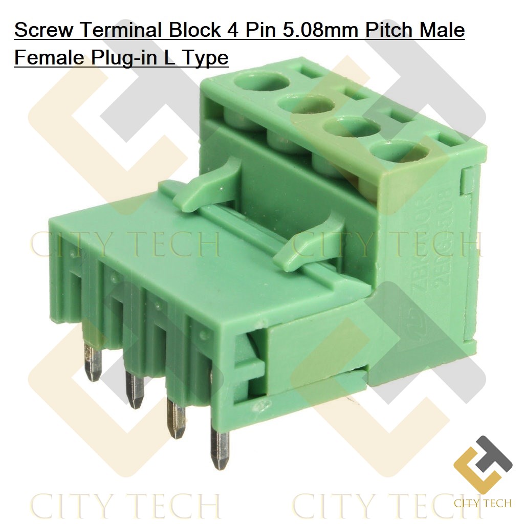 5Pcs Screw Terminal Block 4 Pin 5.08mm Pitch Male Female Plug-in L Type Right Angle Connector Screw Terminal PCB Audio Video Accessories. 