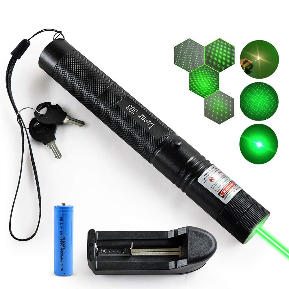 Laser Pointer Light Rechargeable Green Adjustable Burn Match Light goes up to the plane. 