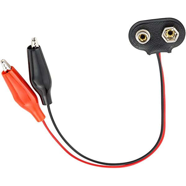 9v Battery Snap with Alligator Clips, 5PCS 9v Battery Connector to Dual Alligator Clips Cable. 