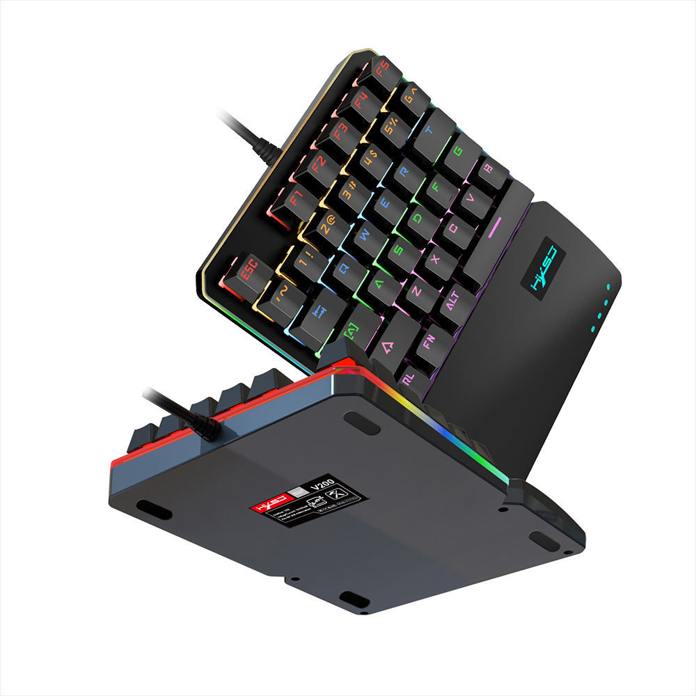 HXSJ V200+J800 Combo J800 Wired Gaming Mouse 7-key Macro Programming Mice & V200 Blue Switch One-handed Mechanical Keyboard Set Adjustable DPI Colorful RGB Light Effect. 