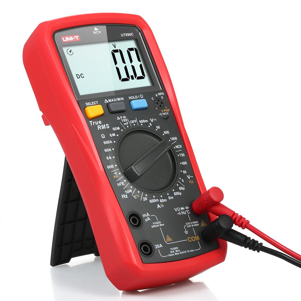 UNI-T UT890C Digital Multimeter True RMS Handheld Mini Universal Meter AC DC Voltmeter Ammeter High Accuracy Measure AC/DC Voltage Current Resistance Capacitance Frequency Temperature Diode Tester. 