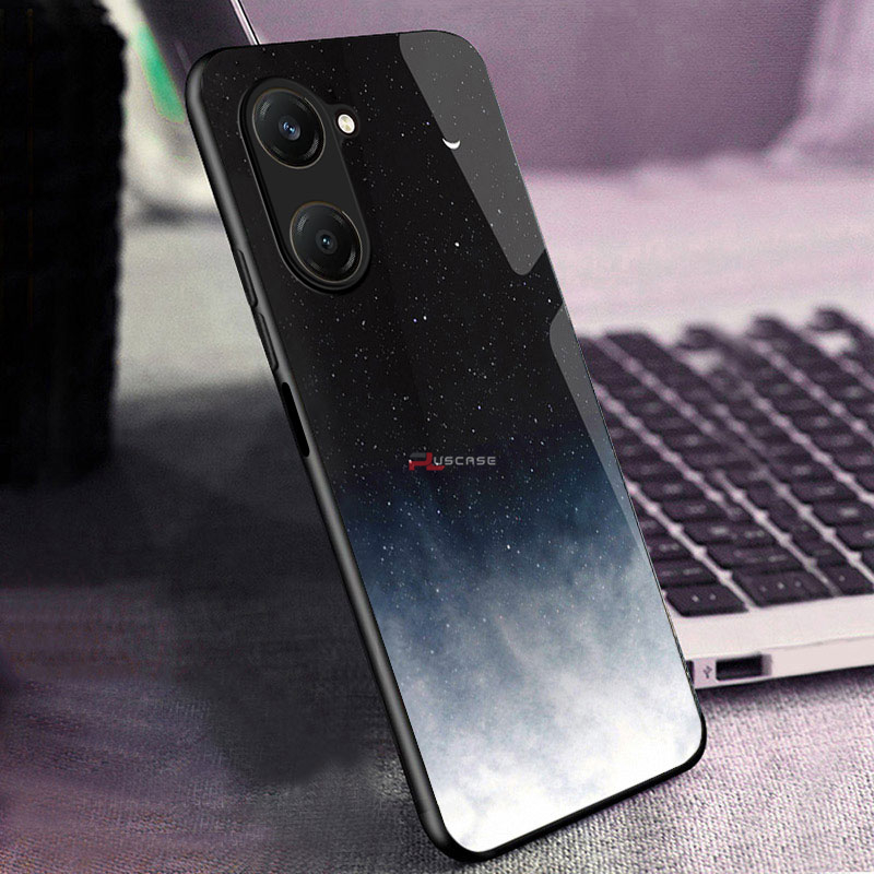 PlusCase for Vivo Y03 Y03t Y18 Y18s 4G Y28s 5G Case Glass Nebula Pattern Hard Shockproof Phone Back Cover. 
