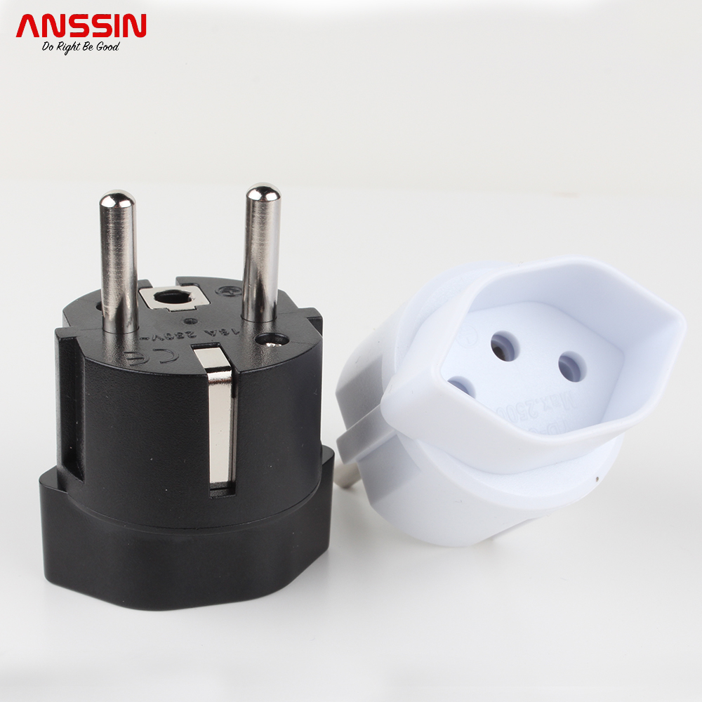 Swiss To Eu German French Adapter Plug With 16a Fuse And Safety Shutter Available In White And Black. 