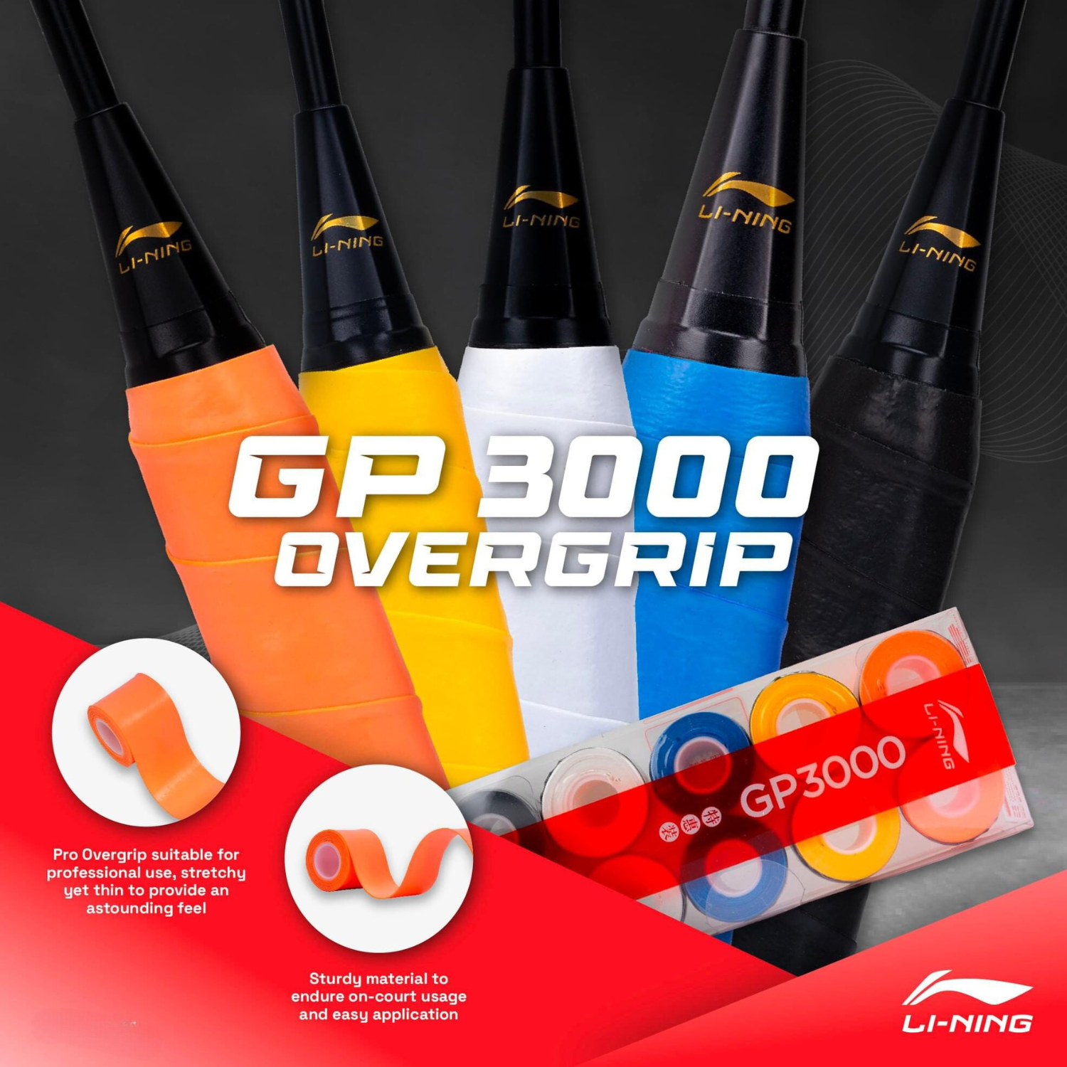 Li-Ning GP3000 Badminton Racquet 10 in 1 Assorted Over Grip