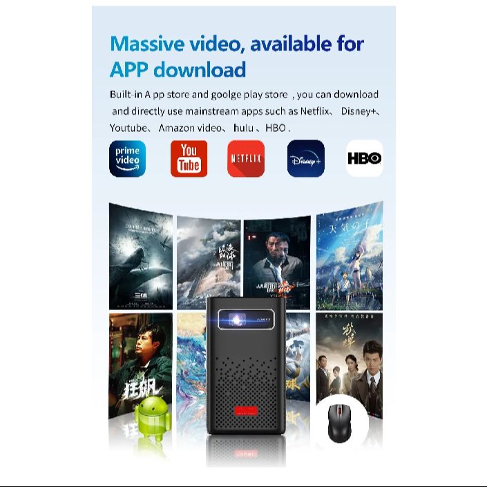 DLP 30 Google/Netflix  Certificate with  Battery build in DLP Tech Projector for Camping/ Home. TEXAS USA Technology Level Pro. 