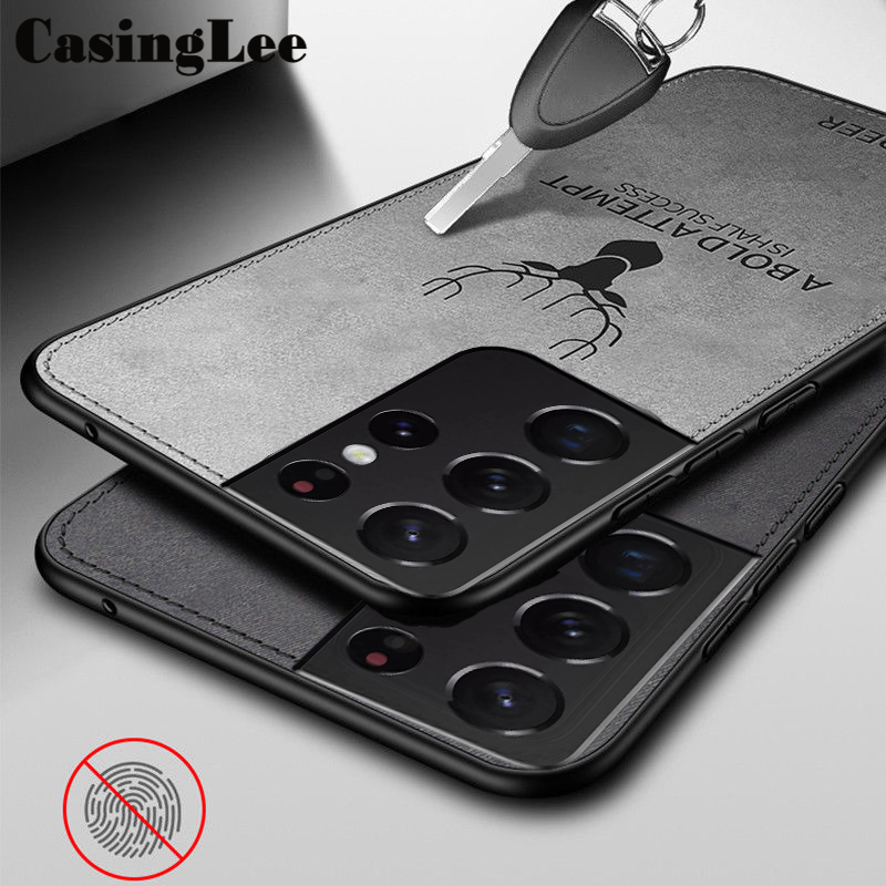 Casinglee for Samsung Galaxy S21 ultra thin case hybrid matte deer design fabric cover for Samsung S21 ultra case cover. 