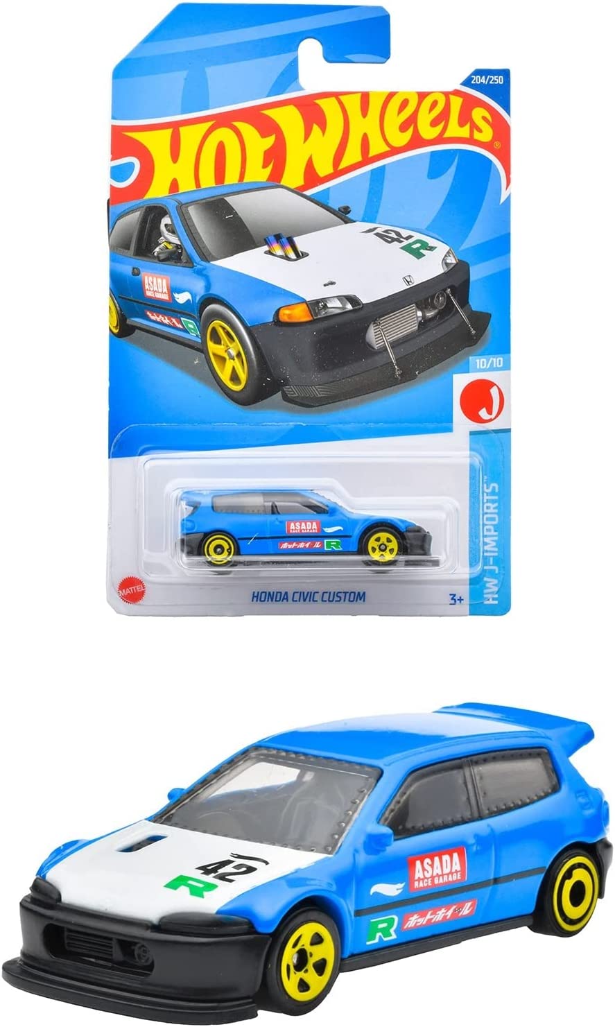 Hot Wheels Honda Civic Custom Blue, Scale 1:64