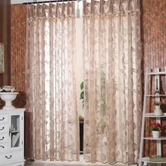 Vakind Romantic Door Window Sheer Curtain Drape Panel Leaf Voile