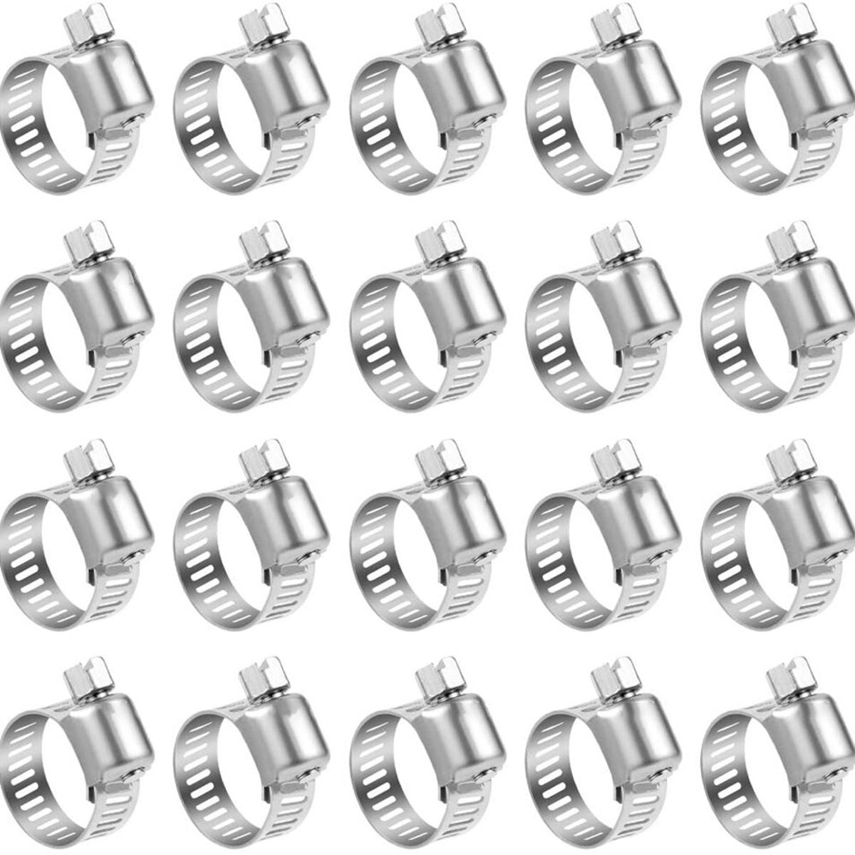 10pcs Stainless Steel Adjustable Drive Hose Clamp Fuel Line Worm Size Clip Hoop Hose Clamp