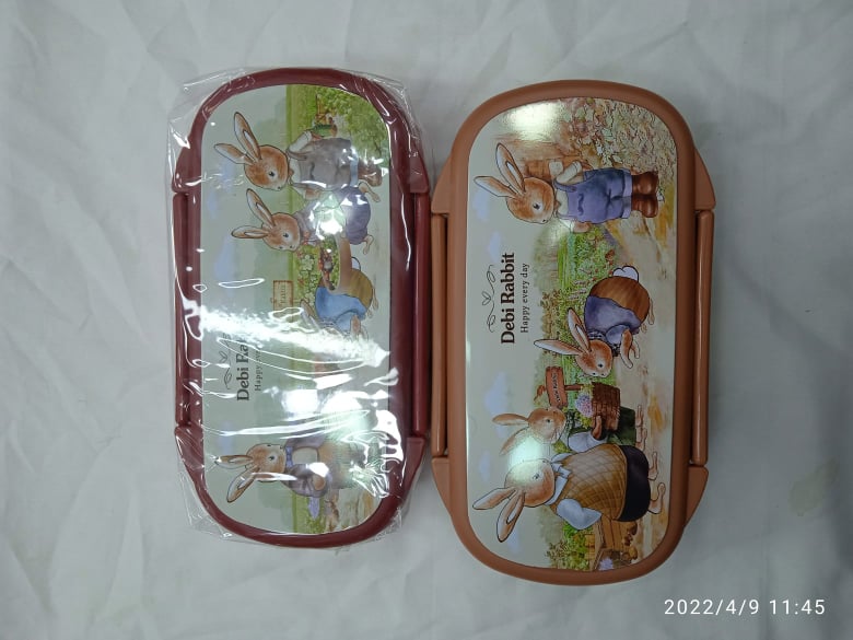 Debi Rabbit Happy Every Day Double Layer Tiffin Lunch Box: Make Lunchtime Fun For Your Kids With This Adorable Double-Layer Tiffin Lunch Box. 
