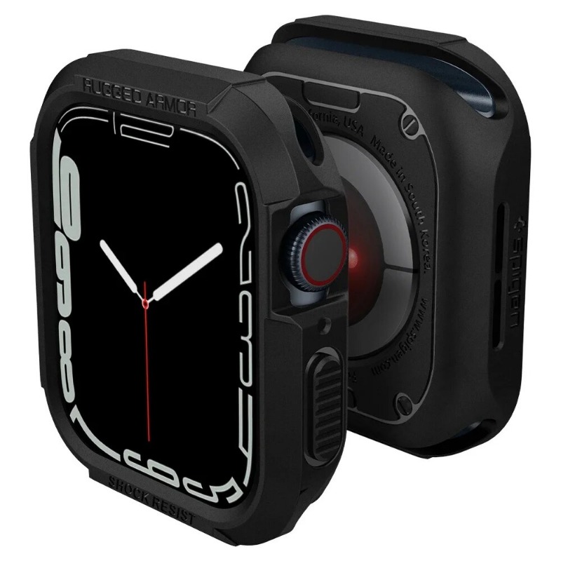 Spigen Rugged Armor Designed Case for Apple Watch 45mm 44mm 41mm 40mm Protective Case TPU Soft Case Cover for iWatch Series 9 8 7 6 5 4 3 2 1. 