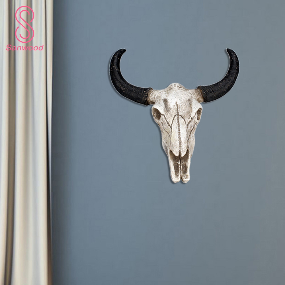 Resin Fake Cow Skull Horn Wall Hanging Ornament Crafts Bar Restaurant Decoration. 